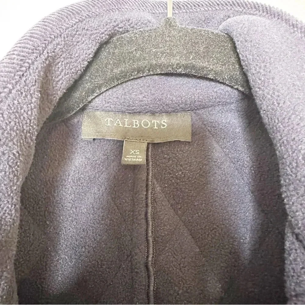 TALBOTS Navy Quilted Mid Length Barn‎ Jacket Size XS Equestrian Preppy
